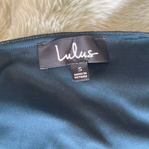 Lulu's Elegant Teal Dress-intricate velvet design .